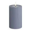 Deluxe Homeart Real Flame LED Bloklys Ø 7,5 x H 12,5 cm - Stearin/resin - Ice blue