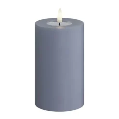 Deluxe Homeart Real Flame LED Bloklys Ø 7,5 x H 12,5 cm - Stearin/resin - Ice blue