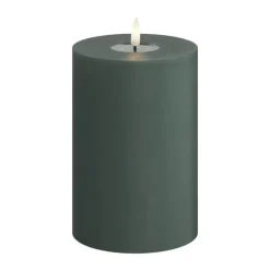 Deluxe Homeart Real Flame LED Bloklys Ø 10 x H 15 cm - Stearin/resin - Jade green