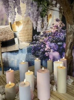 Deluxe Homeart Real Flame LED Udendørs Bloklys Ø 7,5 x H 20 cm - Plastik/resin - Sand