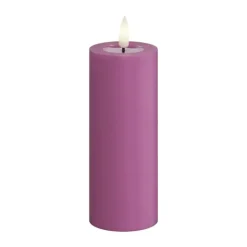 Deluxe Homeart Real Flame LED Bloklys Ø 5 x H 12,5 cm - Stearin/resin - Magenta