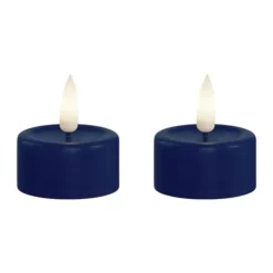 Deluxe Homeart Real Flame LED Fyrfadslys - 2 stk. Ø 4,1 x H 4,5 cm - Stearin - Royal blue
