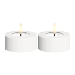 Deluxe Homeart Udendørs LED Fyrfadslys - 2 stk. Ø 6,5 x H 3 cm - Plastik - Hvid