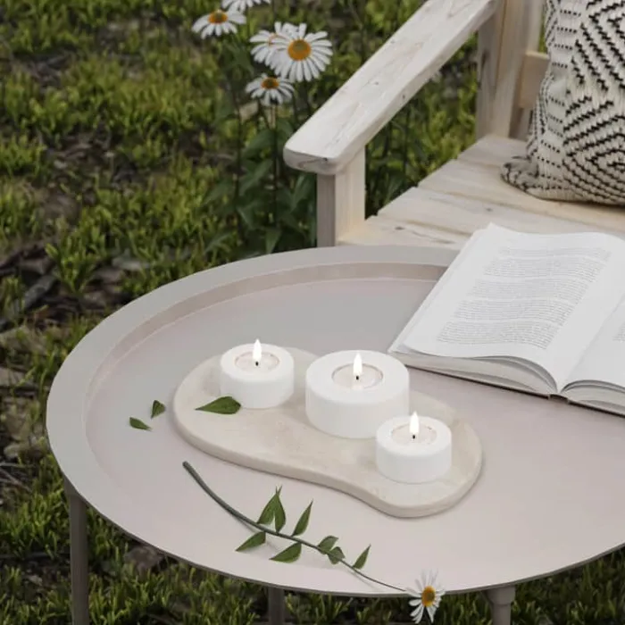 Deluxe Homeart Udendørs LED Fyrfadslys - 2 stk. Ø 6,5 x H 3 cm - Plastik - Hvid