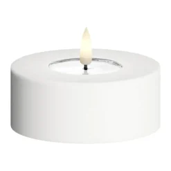 Deluxe Homeart Udendørs LED Fyrfadslys Ø 9 x H 3,8 cm - Plastik - Hvid