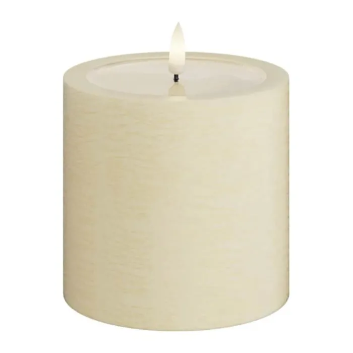 Deluxe Homeart Unique LED Bloklys Ø 10 x H 10 cm - Stearin - Creme