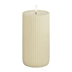 Deluxe Homeart Unique LED Rillelys H 15 cm - Stearin - Creme