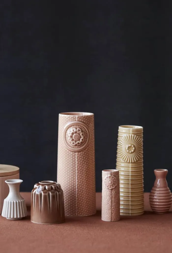 Dottir Pipanella Lines Vase H 16,5 cm - Porcelæn - Curry