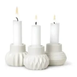 Dottir Samsurium Stabelbar Lysestage - 3 dele Ø 6,8 cm - Porcelæn - Hvid