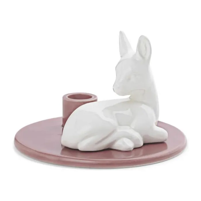 Dottir Sweet Stories Fawn Lysestage H 6,2 cm - Porcelæn - Dusty rose