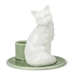 Dottir Sweet Stories Ræv Lysestage H 9,5 cm - Porcelæn - Hvid/spruce