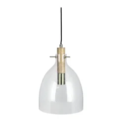 Dyberg Larsen Bistro Pendel Ø 25 x H 35 cm - Glas/træ/metal - Klar/messing