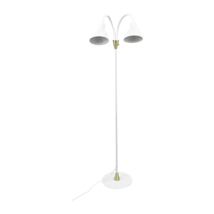 Dyberg Larsen Lilje Gulvlampe H 135 cm - Metal - Hvid/messing