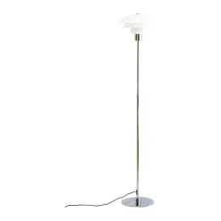 Dyberg Larsen Morph Gulvlampe Ø 28 x H 137 cm - Glas/metal - Opal/Krom