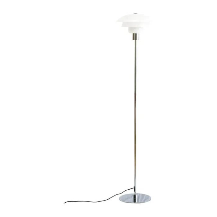 Dyberg Larsen Morph Gulvlampe Ø 28 x H 137 cm - Glas/metal - Opal/Krom