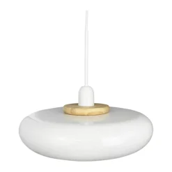 Dyberg Larsen Planet Pendel Ø 40 cm - Metal/træ - Hvid