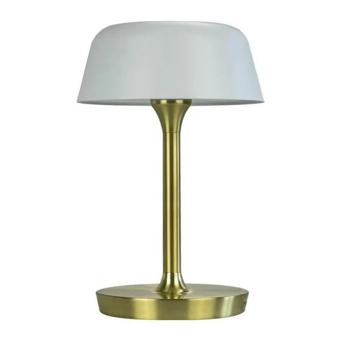 Dyberg Larsen Valencia LED Bordlampe Ø 20 x H 30 cm - G9 - Mat hvid/messing