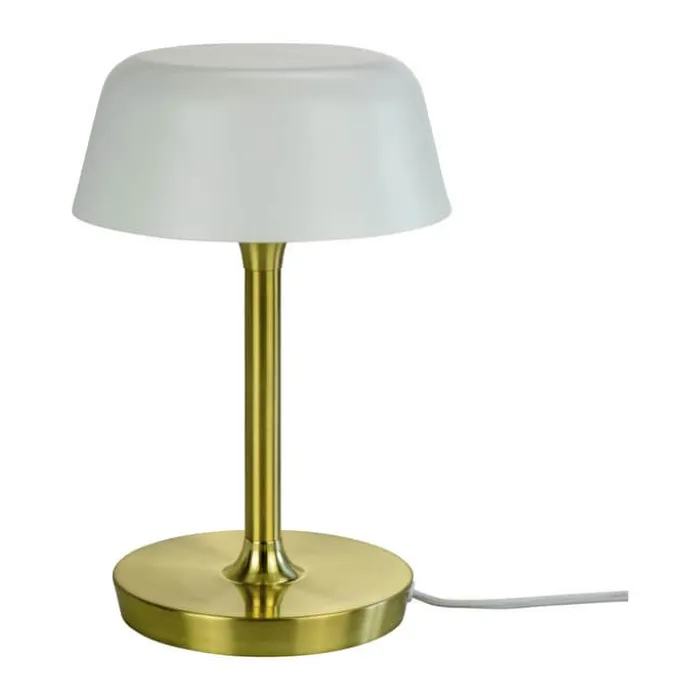 Dyberg Larsen Valencia LED Bordlampe Ø 20 x H 30 cm - G9 - Mat hvid/messing