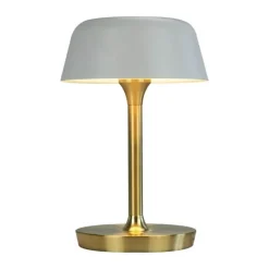 Dyberg Larsen Valencia LED Bordlampe Ø 20 x H 30 cm - G9 - Mat hvid/messing