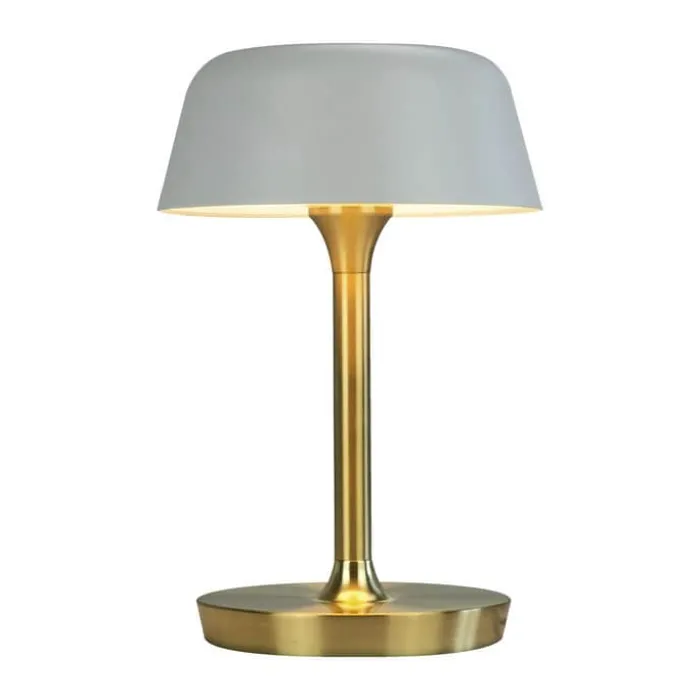 Dyberg Larsen Valencia LED Bordlampe Ø 20 x H 30 cm - G9 - Mat hvid/messing