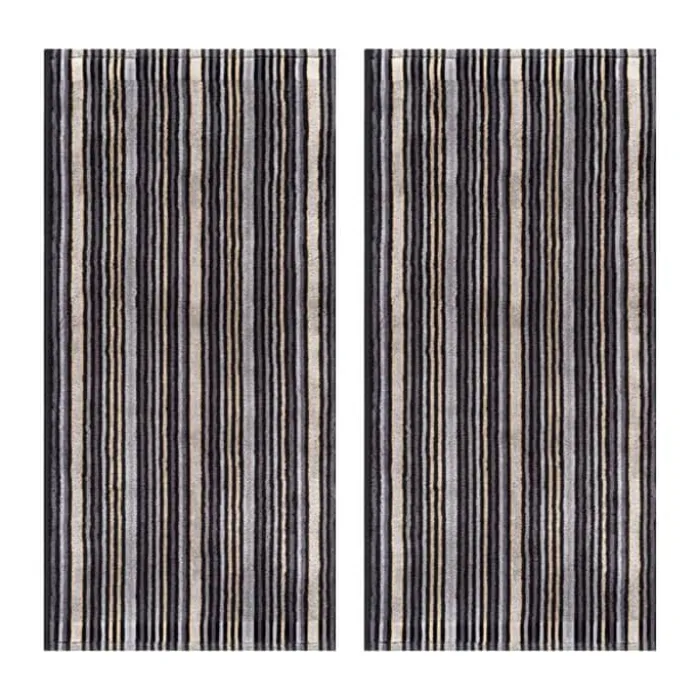 Egeria Stripes Håndklæde - 2 stk. B 70 x L 140 cm - Anthracit
