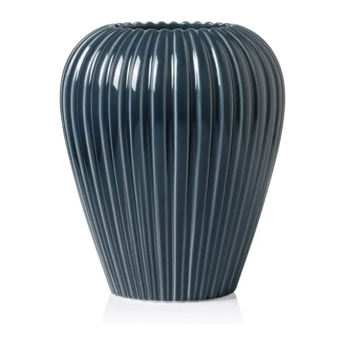 erik bagger a/s Eslau Lilje Vase H 20 cm - Fajance - Mørkeblå