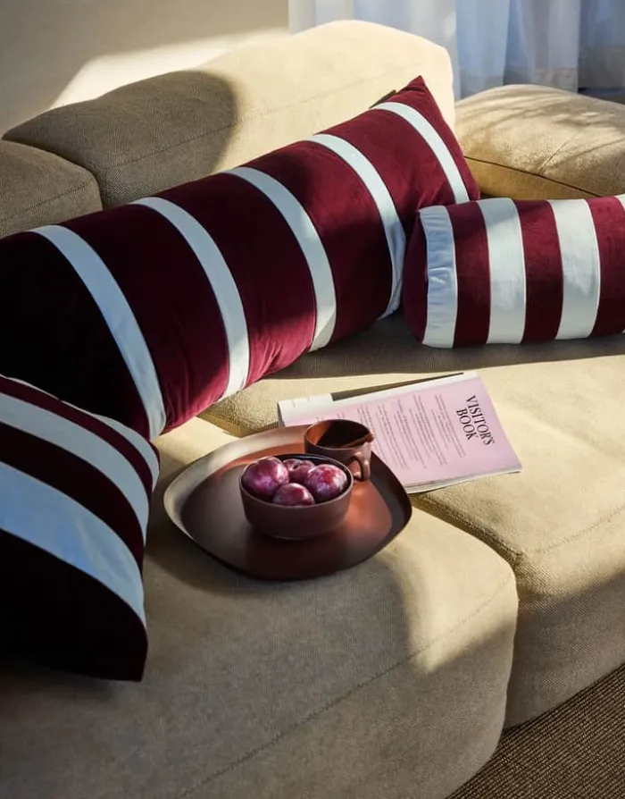 Essenza Nino Pyntepude B 50 x L 50 cm - Bomuldsfløjl - Mauve wine