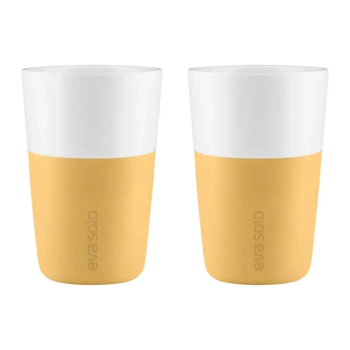 Eva Solo Cafe Latte Krus - 2 stk. 36 cl - Porcelæn/silikone - Golden sand