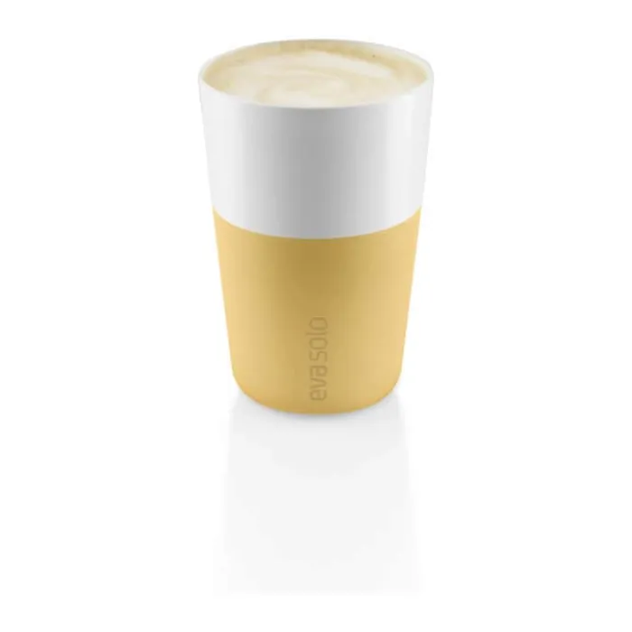 Eva Solo Cafe Latte Krus - 2 stk. 36 cl - Porcelæn/silikone - Golden sand