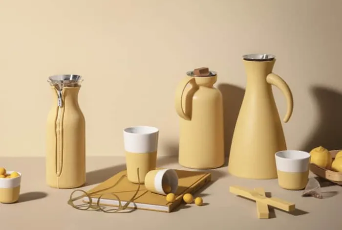 Eva Solo Cafe Latte Krus - 2 stk. 36 cl - Porcelæn/silikone - Golden sand