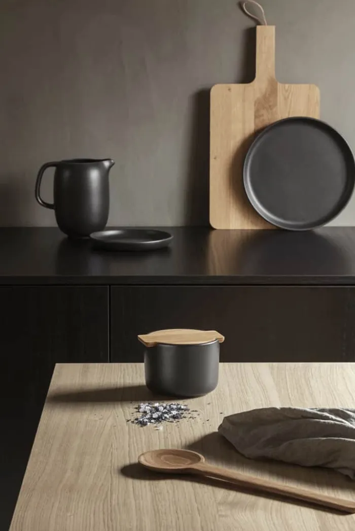 Eva Solo Nordic Kitchen Saltkar m. låg Ø 10,5 cm- Stentøj - Sort