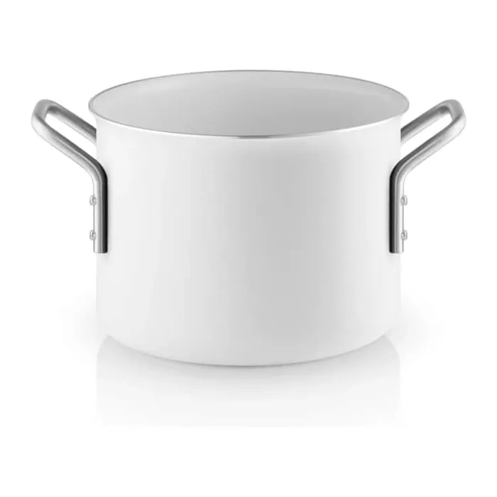 Eva Trio White Line Gryde 2,5 liter - Genanvendt aluminium/Rustfrit stål - Keramisk Slip-Let® belægning