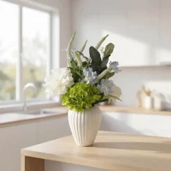 everbloom Kunstig Blomsterbuket H 60 - Kunststof/metal - Grøn/Blå
