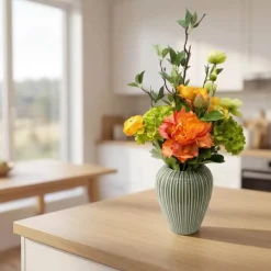 everbloom Kunstig Blomsterbuket H 60 - Kunststof/metal - Grøn/orange