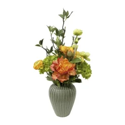 everbloom Kunstig Blomsterbuket H 60 - Kunststof/metal - Grøn/orange