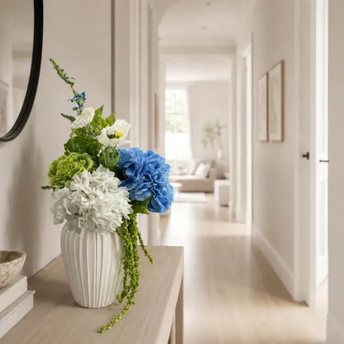 everbloom Kunstig Real Touch Blomsterbuket H 78 cm - Plastik/metal - Blå