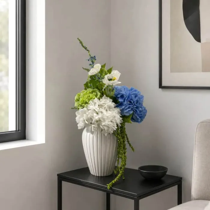 everbloom Kunstig Real Touch Blomsterbuket H 78 cm - Plastik/metal - Blå