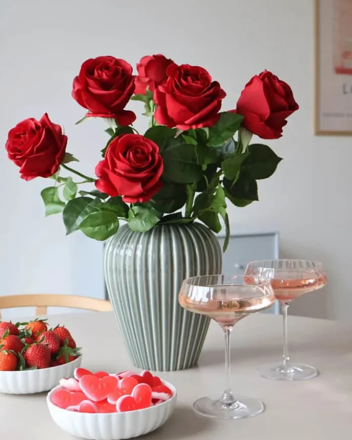 everbloom Kunstig Rose H 66 cm - Kunststof - Rød