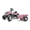 FALK Traktor med trailer 2-5 år - Genanvendelig plastik - Lyserød