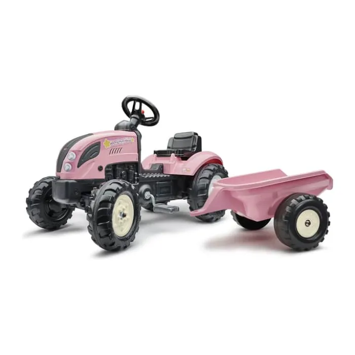 FALK Traktor med trailer 2-5 år - Genanvendelig plastik - Lyserød