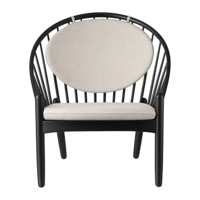 FDB Møbler J166 Jørna Lænestol H 86,5 x B 76,5 x D 75,5 cm - Certificeret egetræ - Beige/sort malet
