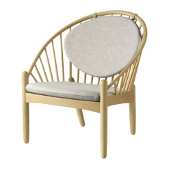 FDB Møbler J166 Jørna Lænestol H 86,5 x B 76,5 x D 75,5 cm - Certificeret egetræ - Light grey/natur