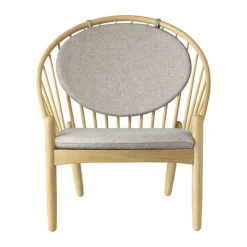 FDB Møbler J166 Jørna Lænestol H 86,5 x B 76,5 x D 75,5 cm - Certificeret egetræ - Light grey/natur