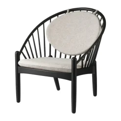 FDB Møbler J166 Jørna Lænestol H 86,5 x B 76,5 x D 75,5 cm - Certificeret egetræ - Lysegrå/sort