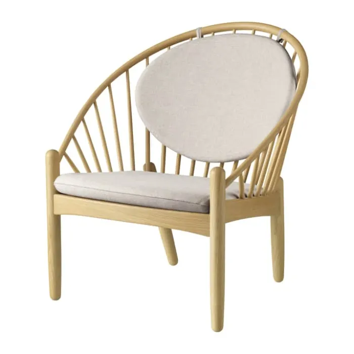 FDB Møbler J166 Jørna Lænestol H 86,5 x B 76,5 x D 75,5 cm - Certificeret egetræ - Lys beige/natur