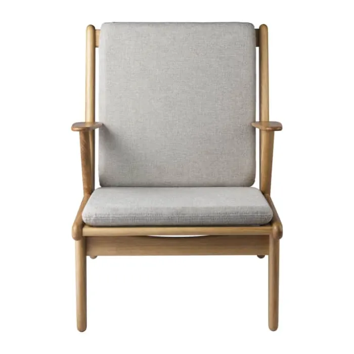 FDB Møbler J53 Lænestol H 80 x B 65,6 x D 78,3 cm - Certificeret egetræ - Lysegrå