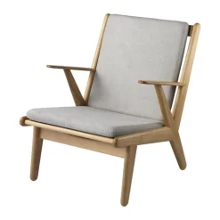 FDB Møbler J53 Lænestol H 80 x B 65,6 x D 78,3 cm - Certificeret egetræ - Lysegrå