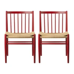 FDB Møbler J80 Spisebordsstol - 2 stk H 82 cm - Bøgetræ - Ruby red