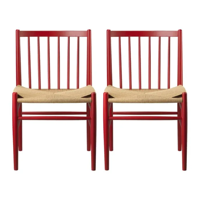 FDB Møbler J80 Spisebordsstol - 2 stk H 82 cm - Bøgetræ - Ruby red
