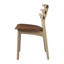 FDB Møbler J48 Spisebordstol H 78,5 x B 47,5 x D 50,5 cm - Egetræ/læder - Natur/Sort